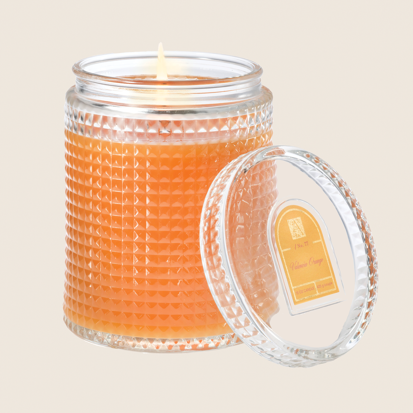 NEW! Valencia Orange - Textured Glass Candle with Lid