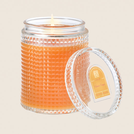 NEW! Valencia Orange - Textured Glass Candle with Lid