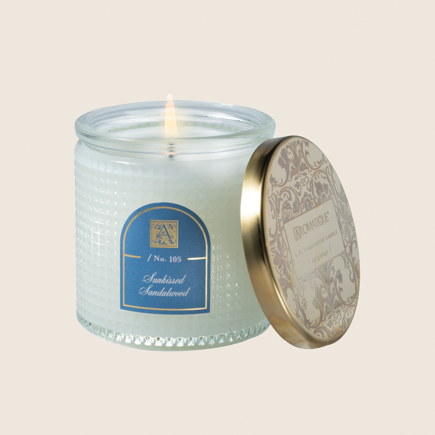 NEW! Sunkissed Sandalwood - Textured Glass Candle Candle