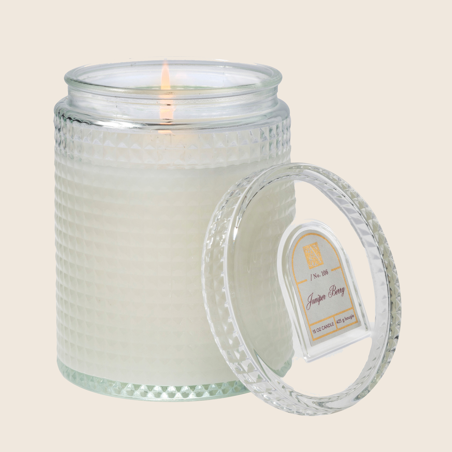 Juniper Berry - Textured Glass Candle with Lid