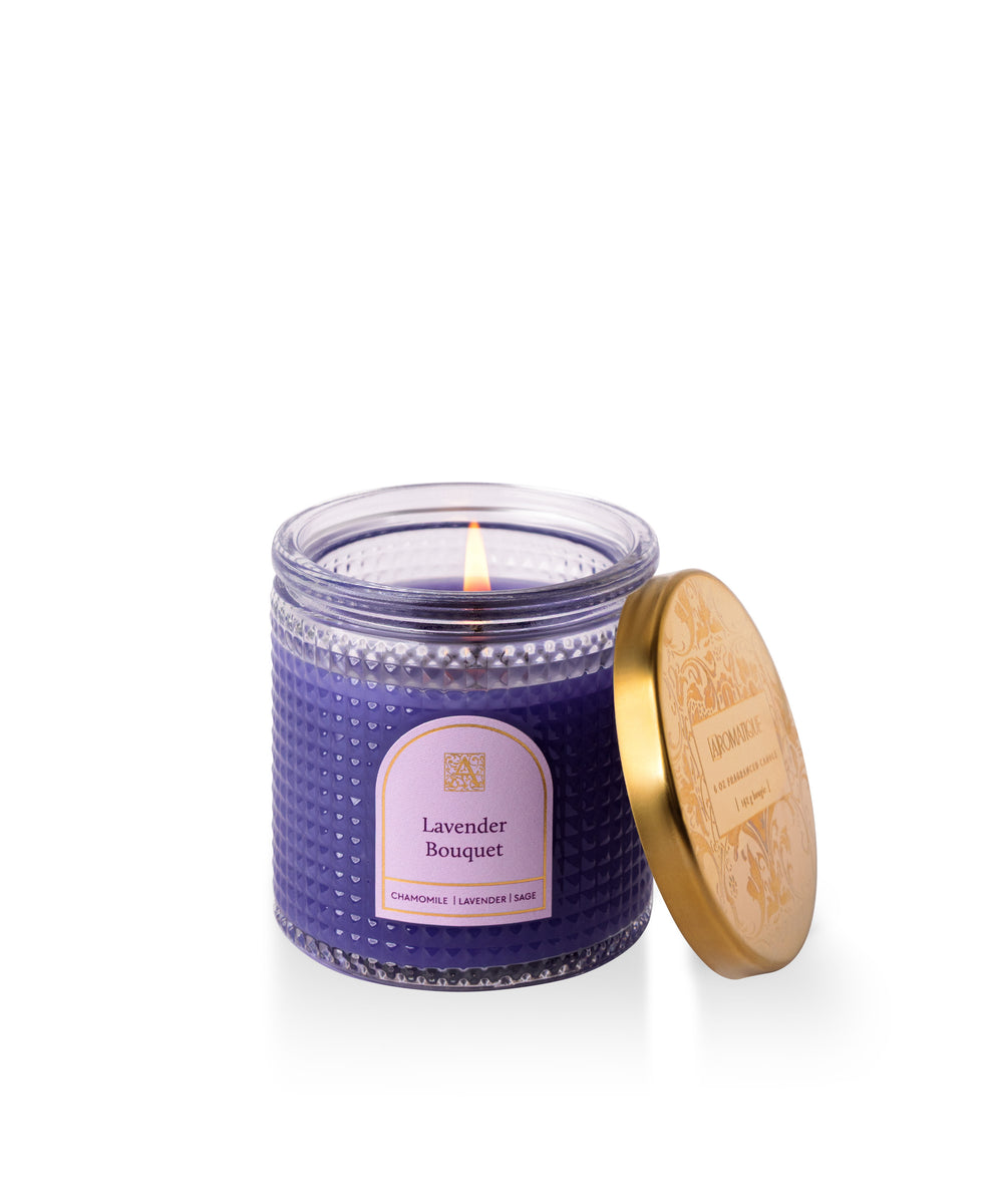 Lavender Bouquet - Elegant Essentials - Textured Glass Candle