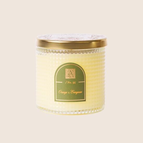 Orange & Evergreen - Textured Glass Candle