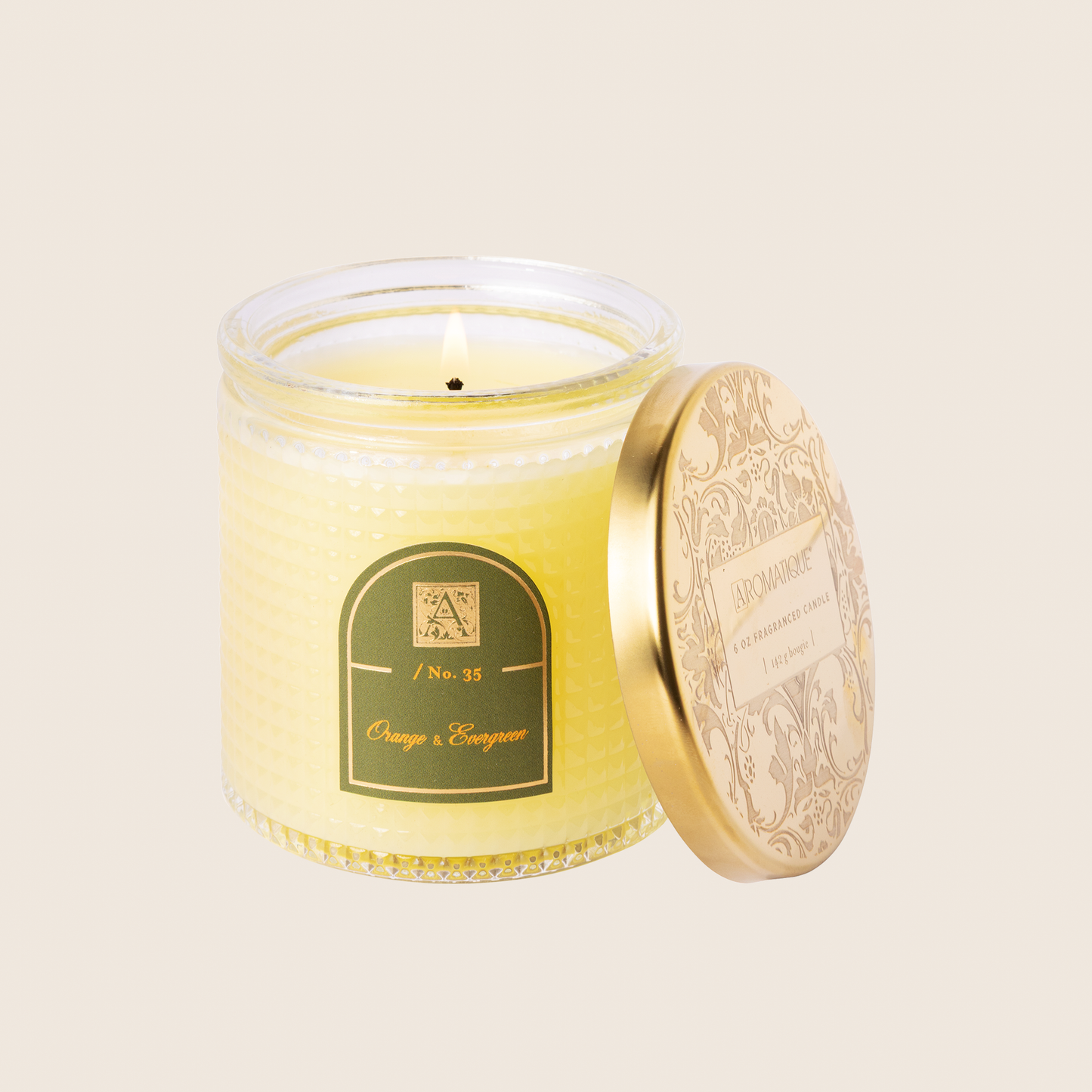 Orange & Evergreen - Textured Glass Candle