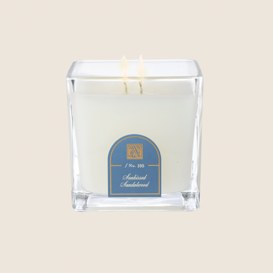 New! Sunkissed Sandalwood - Cube Glass Candle