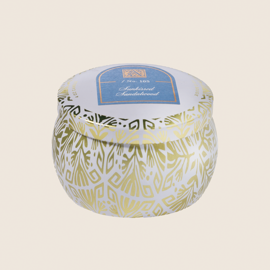 NEW! Sunkissed Sandalwood - Printed Travel Tin Candle
