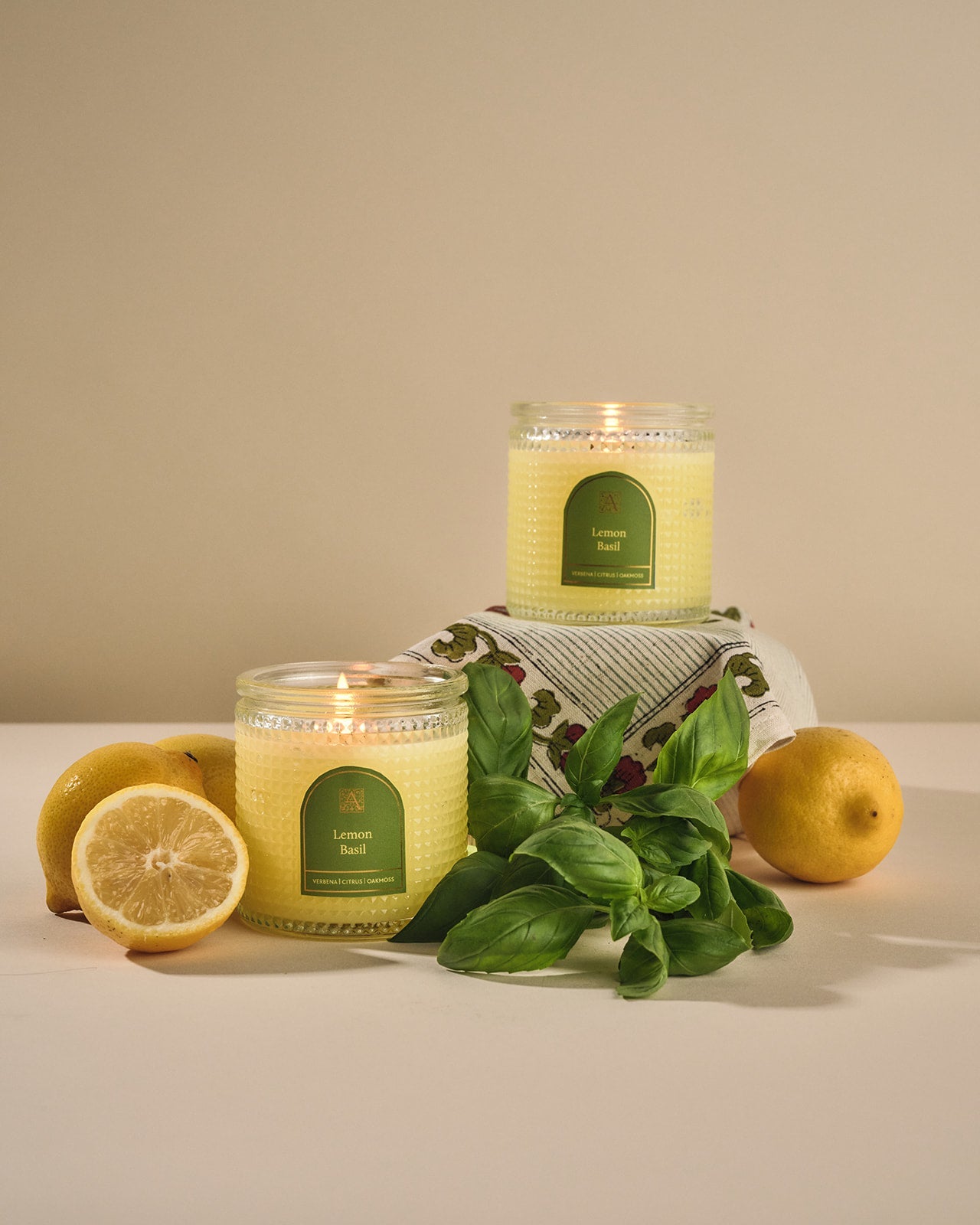 Lemon Basil - Elegant Essentials - Textured Glass Candle
