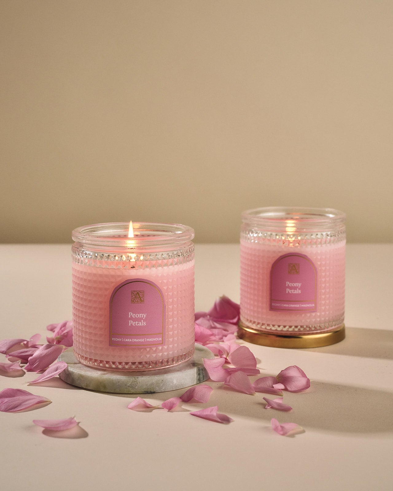 Peony Petals - Elegant Essentials - Textured Glass Candle