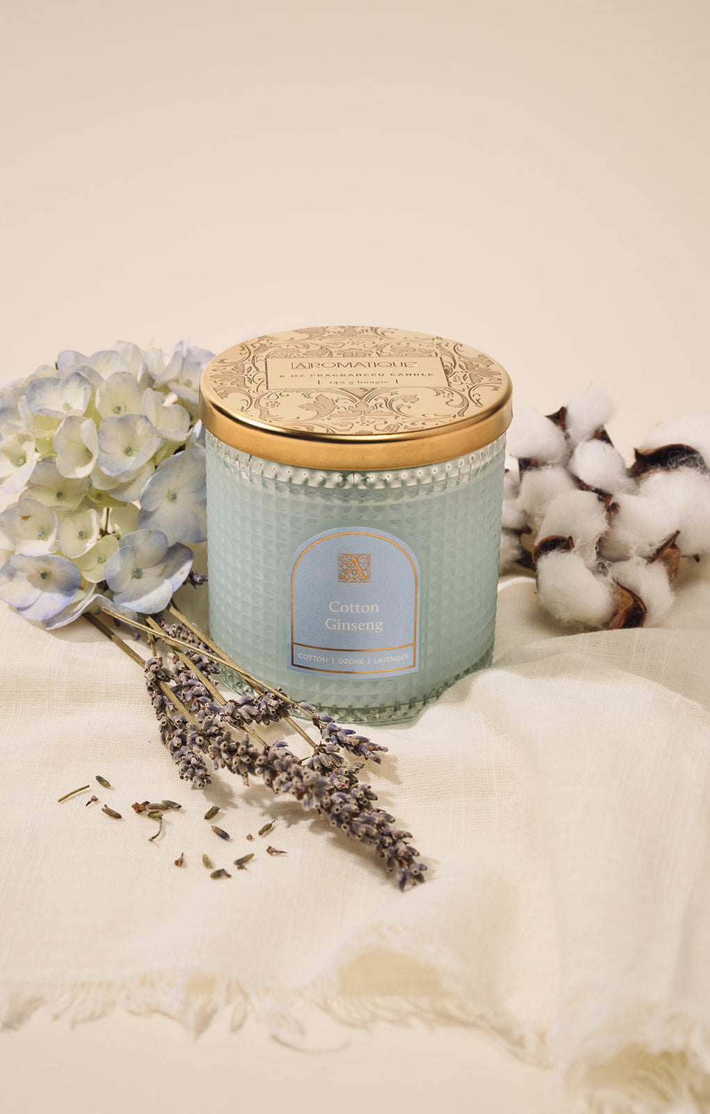 Cotton Ginseng - Textured Glass Candle