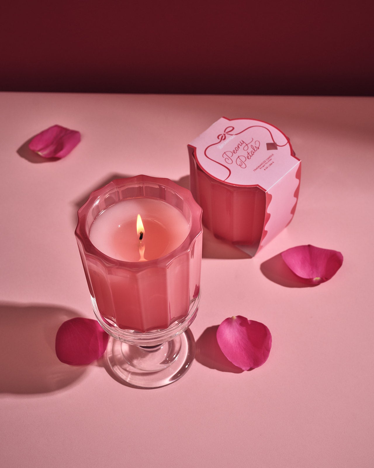 Peony Petals - Ribbed Glass Candle - Valentines Collections