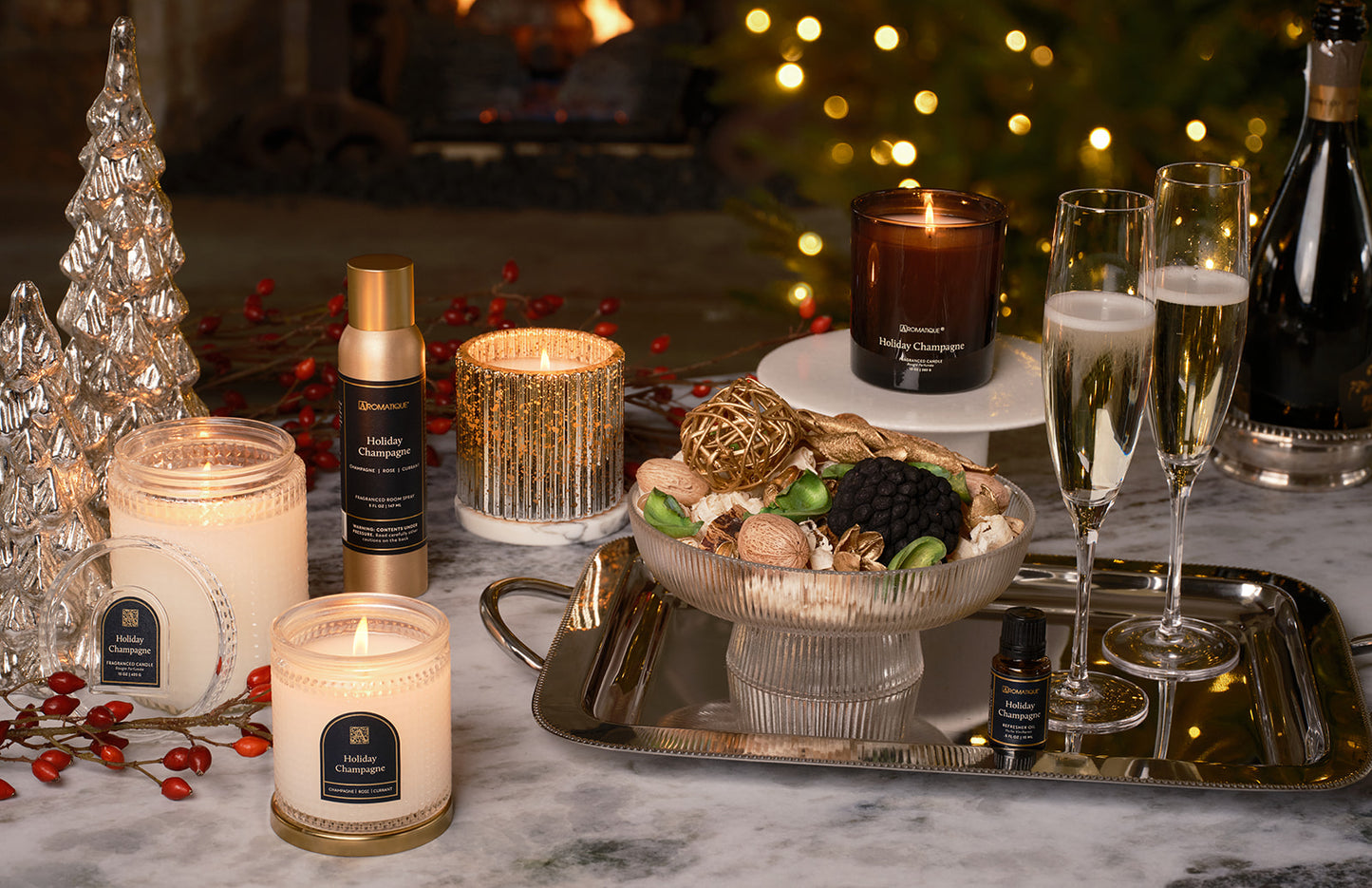 NEW! Holiday Champagne - Textured Glass Candle - 6 oz