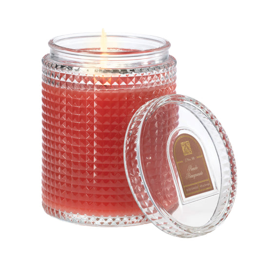 Load image into Gallery viewer, NEW! Pomelo Pomegranate - Textured Glass Candle with Lid
