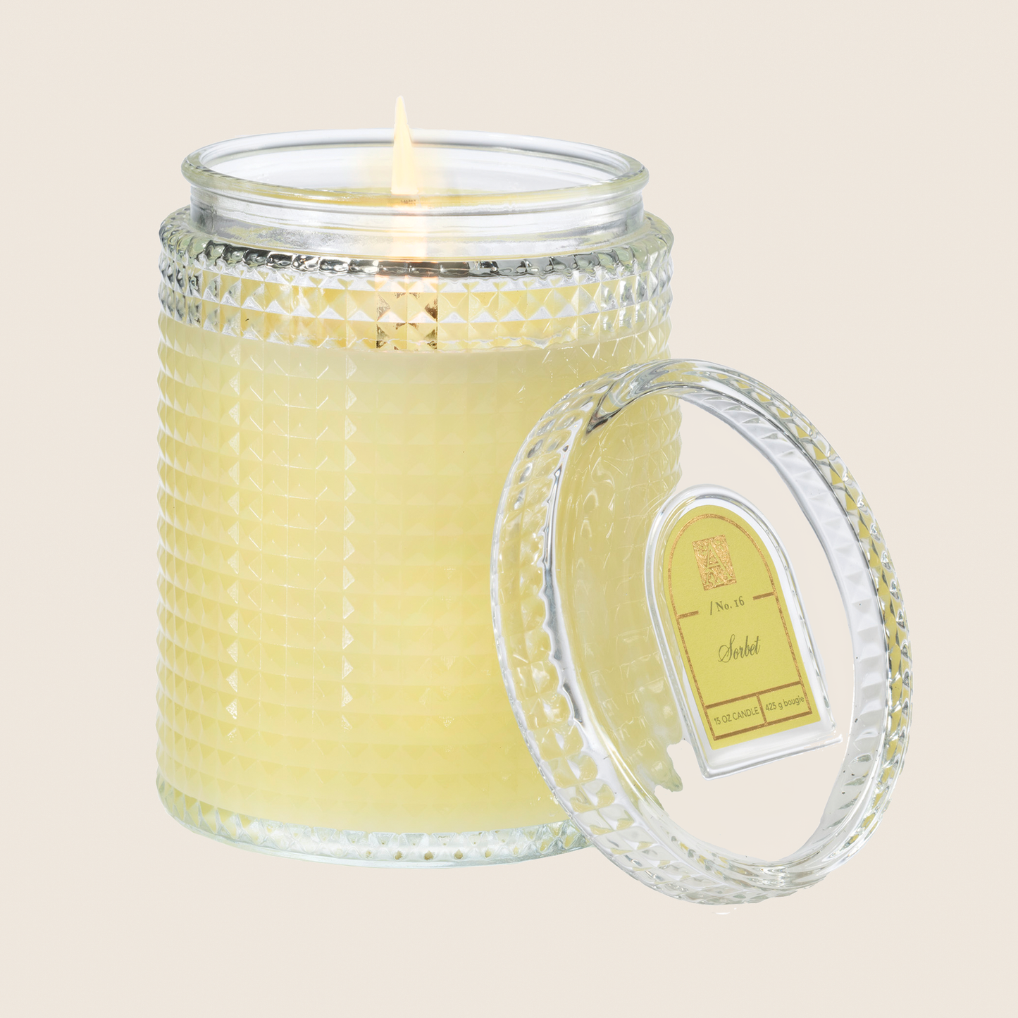 Load image into Gallery viewer, NEW! Sorbet - Textured Glass Candle with Lid

