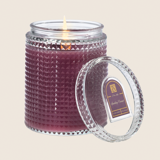 Load image into Gallery viewer, NEW! Sparkling Currant - Textured Glass Candle with Lid
