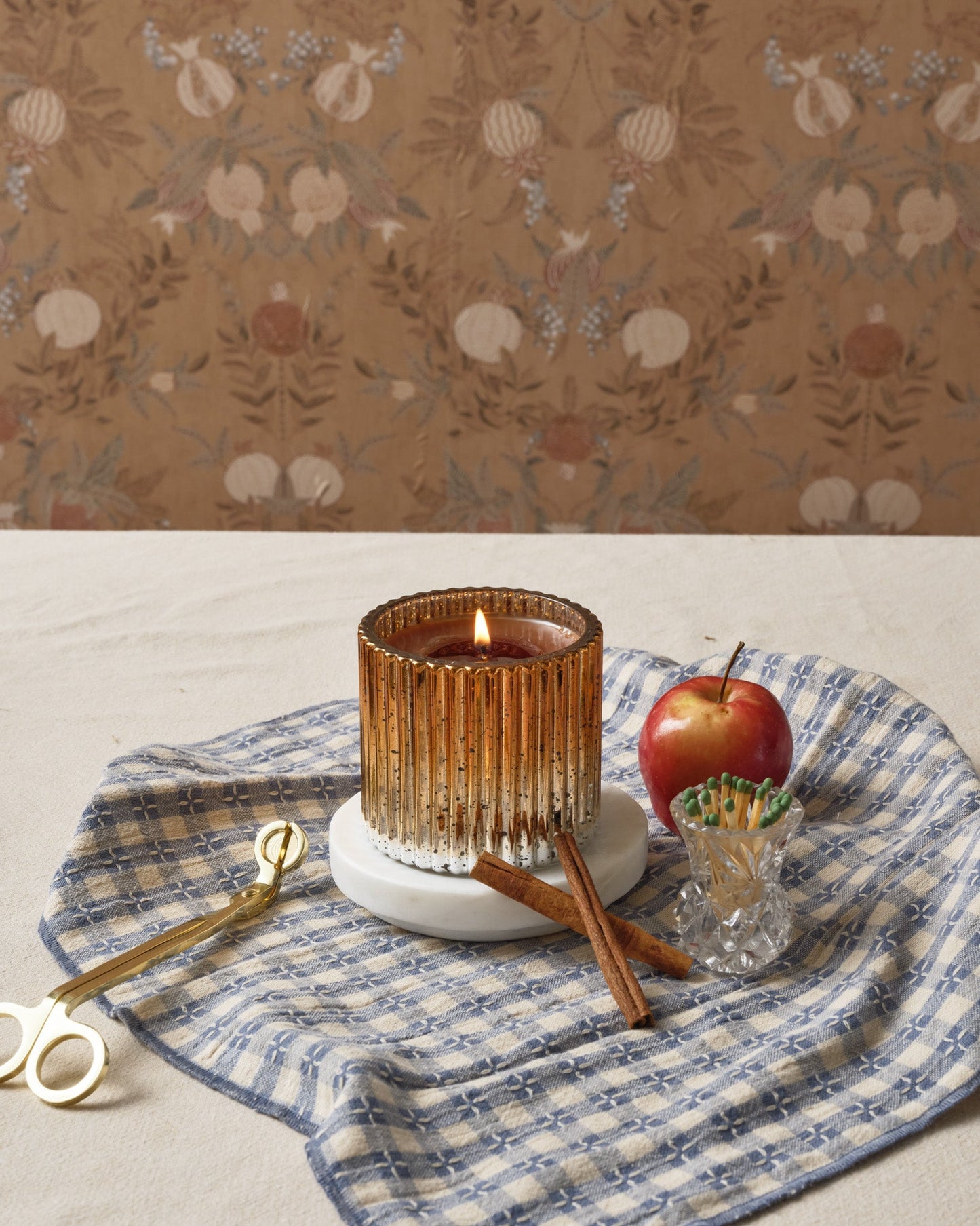 Cinnamon Cider - Plaid Ribbed Glass Candle
