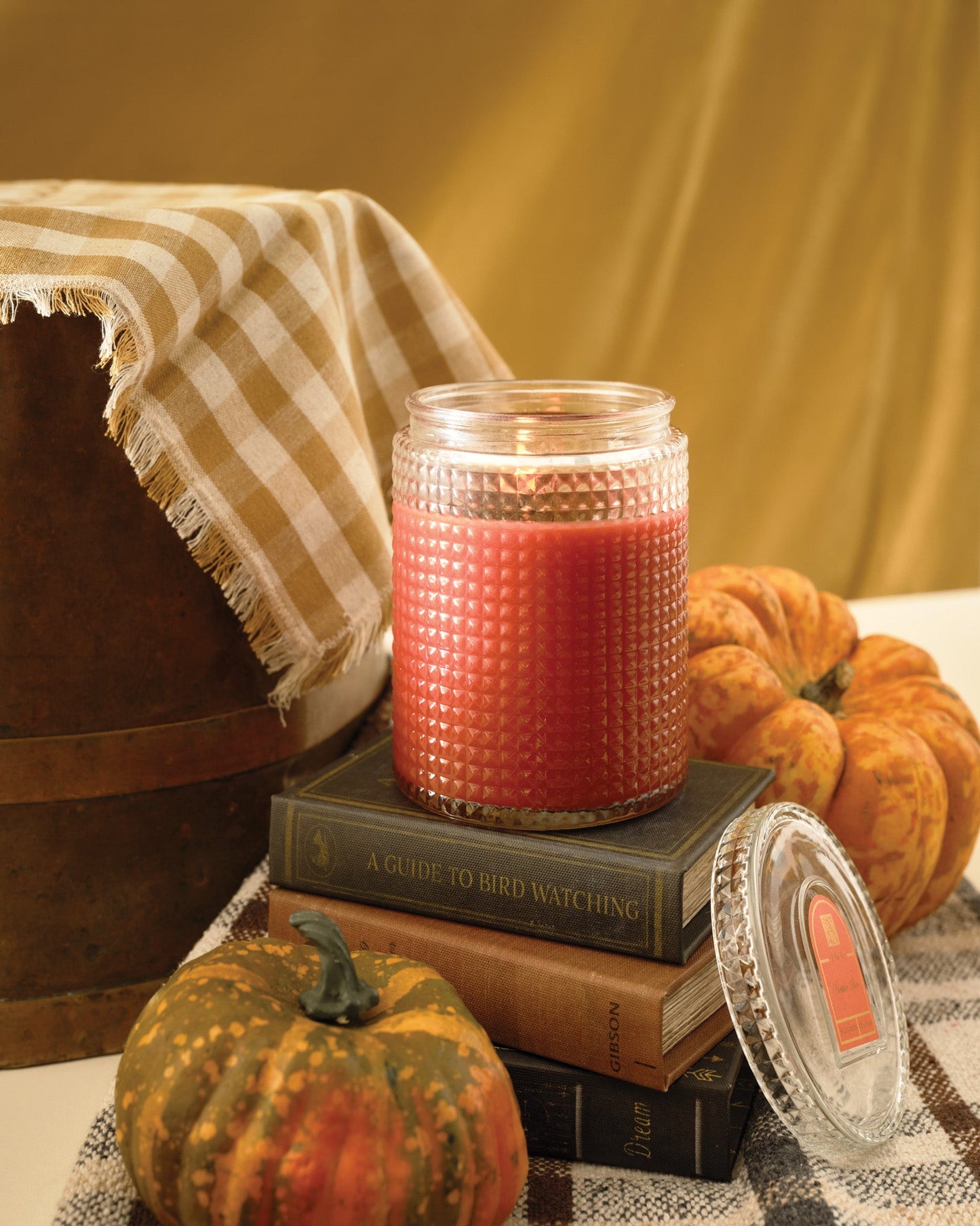 Pumpkin Spice - Textured Glass Candle with Lid