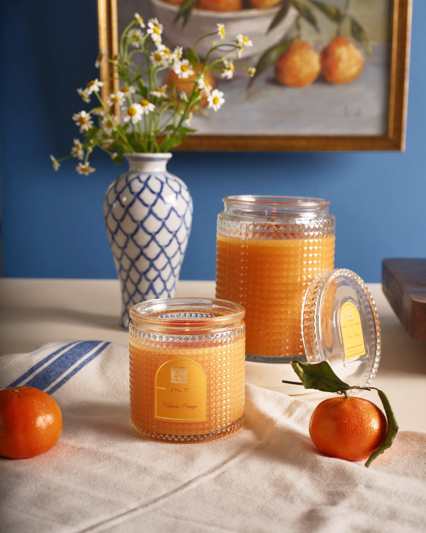 Valencia Orange - Textured Glass Candle with Lid