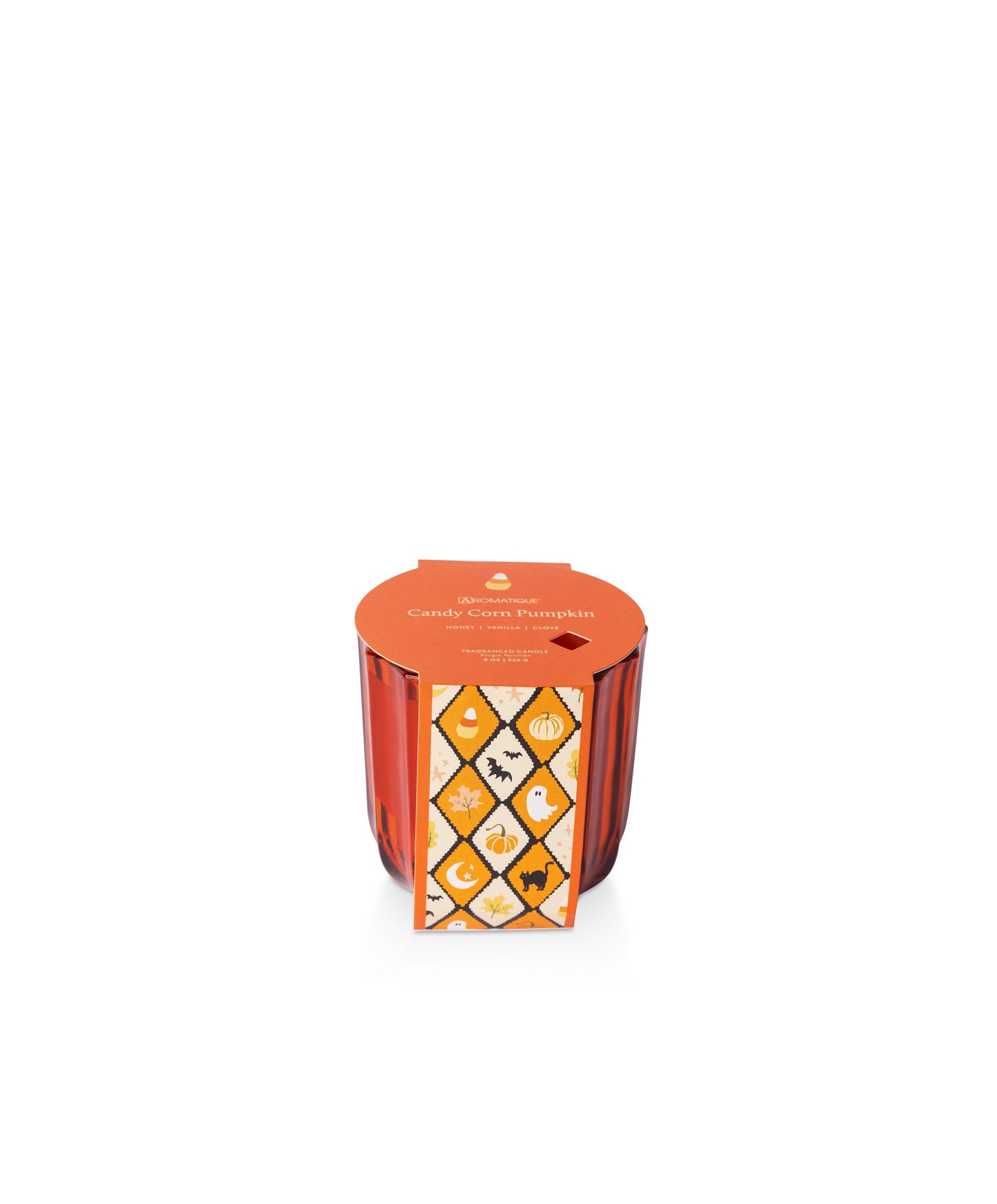 Candy Corn Pumpkin - Ribbed Glass Candle - Halloween Collection - 8 oz