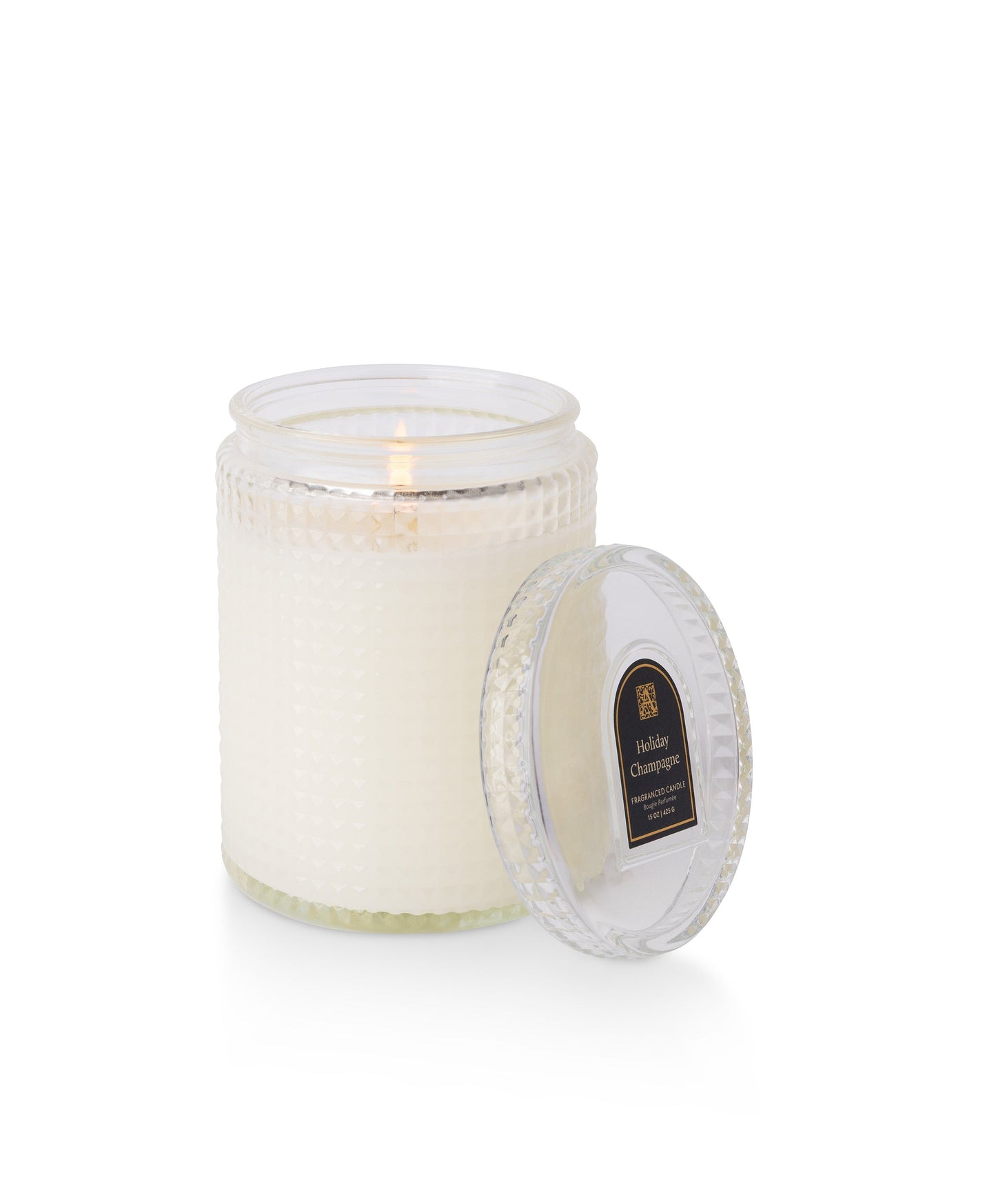 NEW! Holiday Champagne - Large Textured Glass Candle - 15 oz