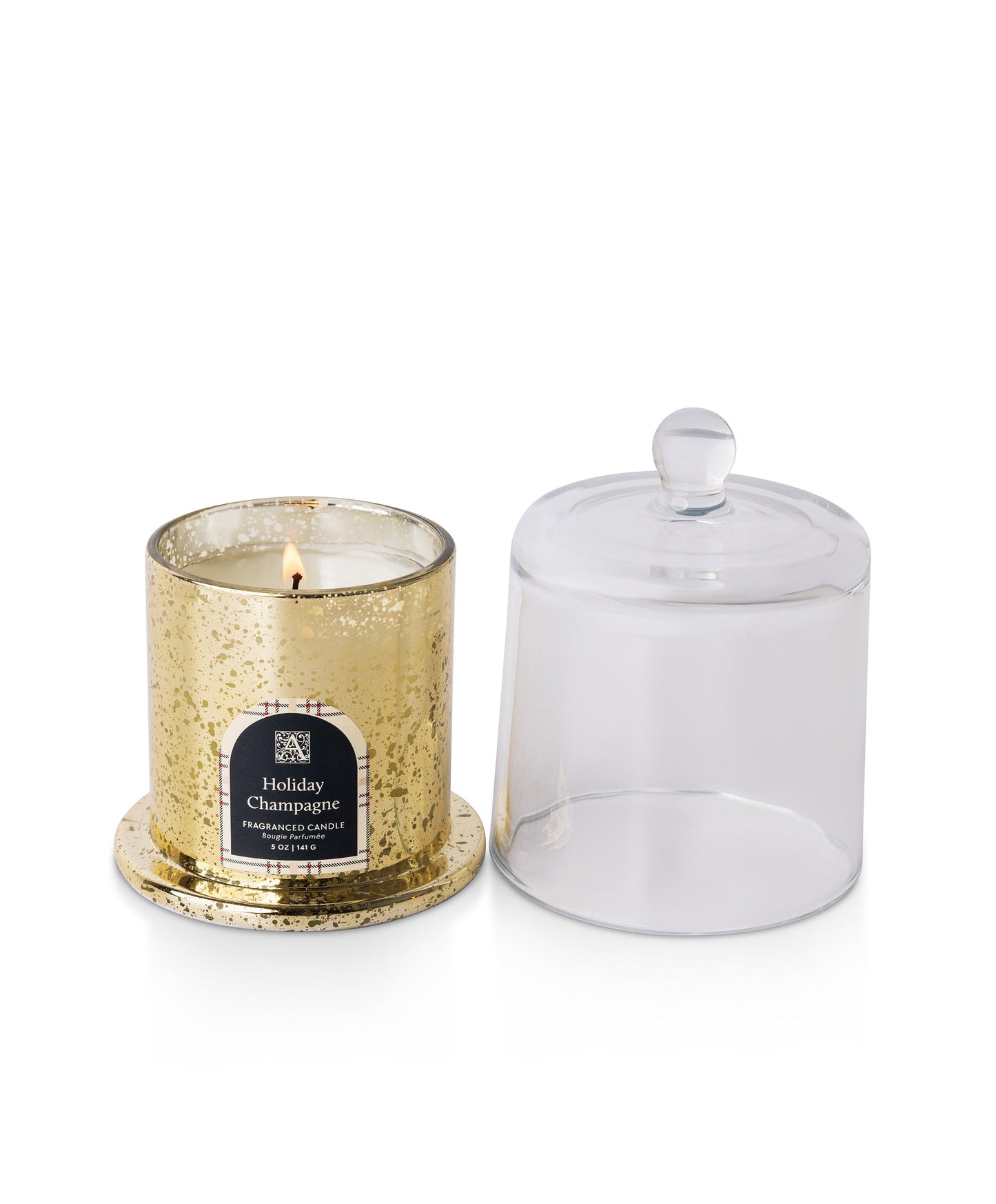NEW! Holiday Champagne - Plaid Cloche Glass Candle - 5 oz