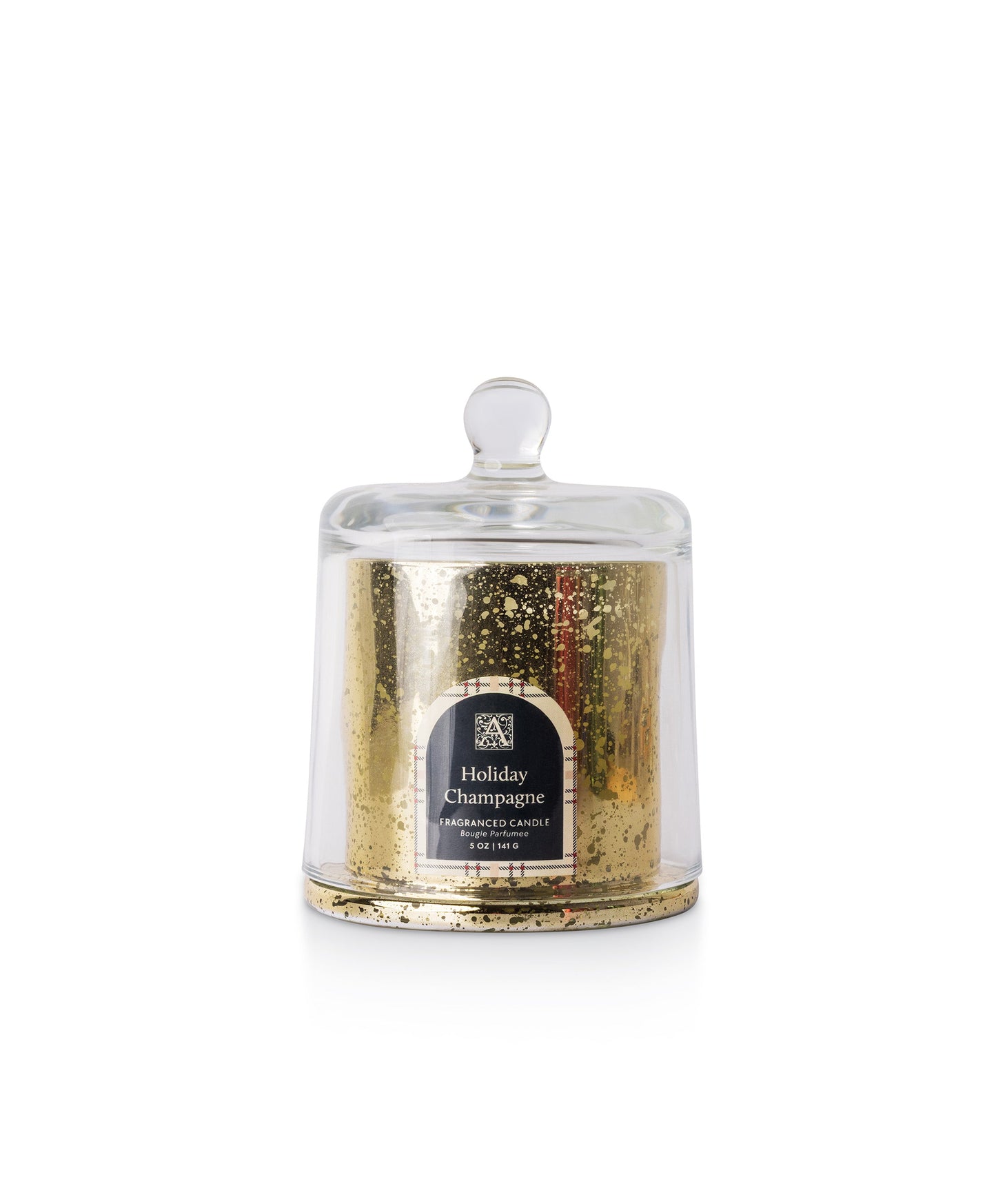 NEW! Holiday Champagne - Plaid Cloche Glass Candle - 5 oz