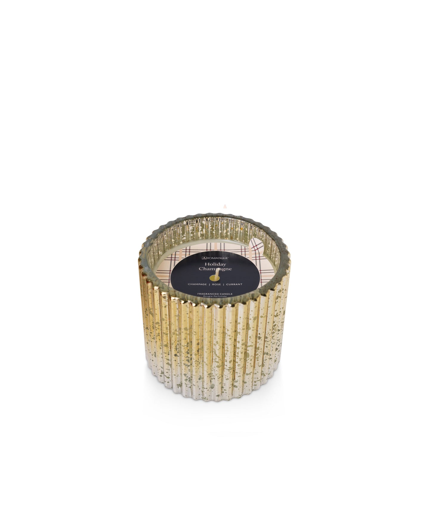 NEW! Holiday Champagne - Plaid Ribbed Glass Candle