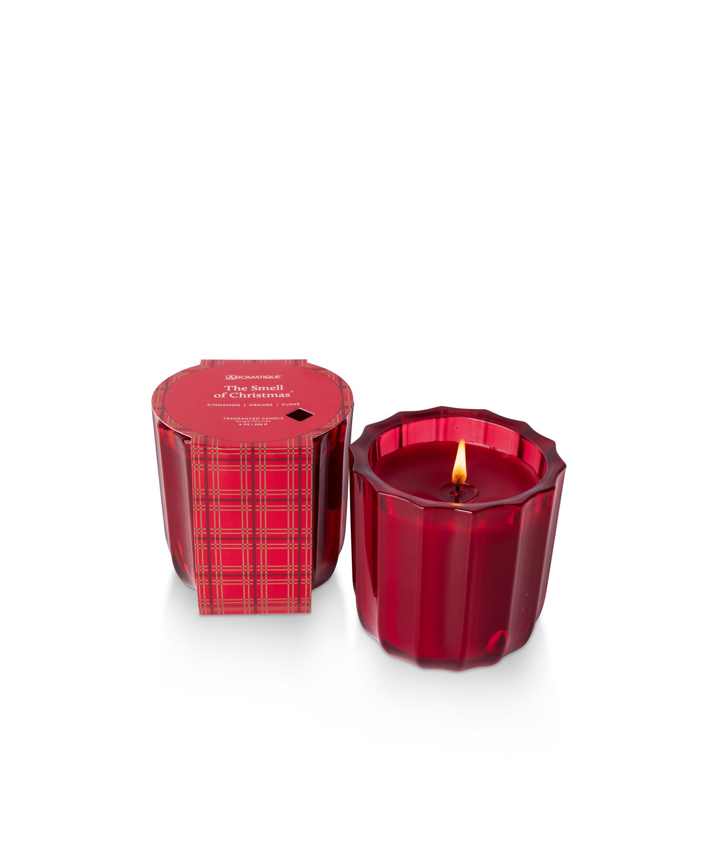 The Smell of Christmas - Plaid Ribbed Glass Candle