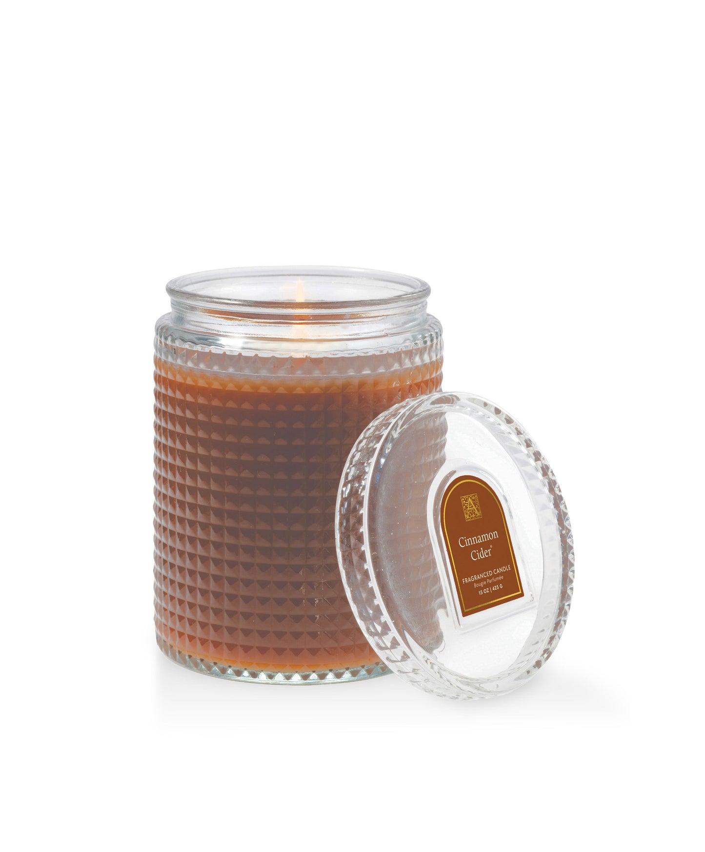 Cinnamon Cider - Textured Glass Candle with Lid
