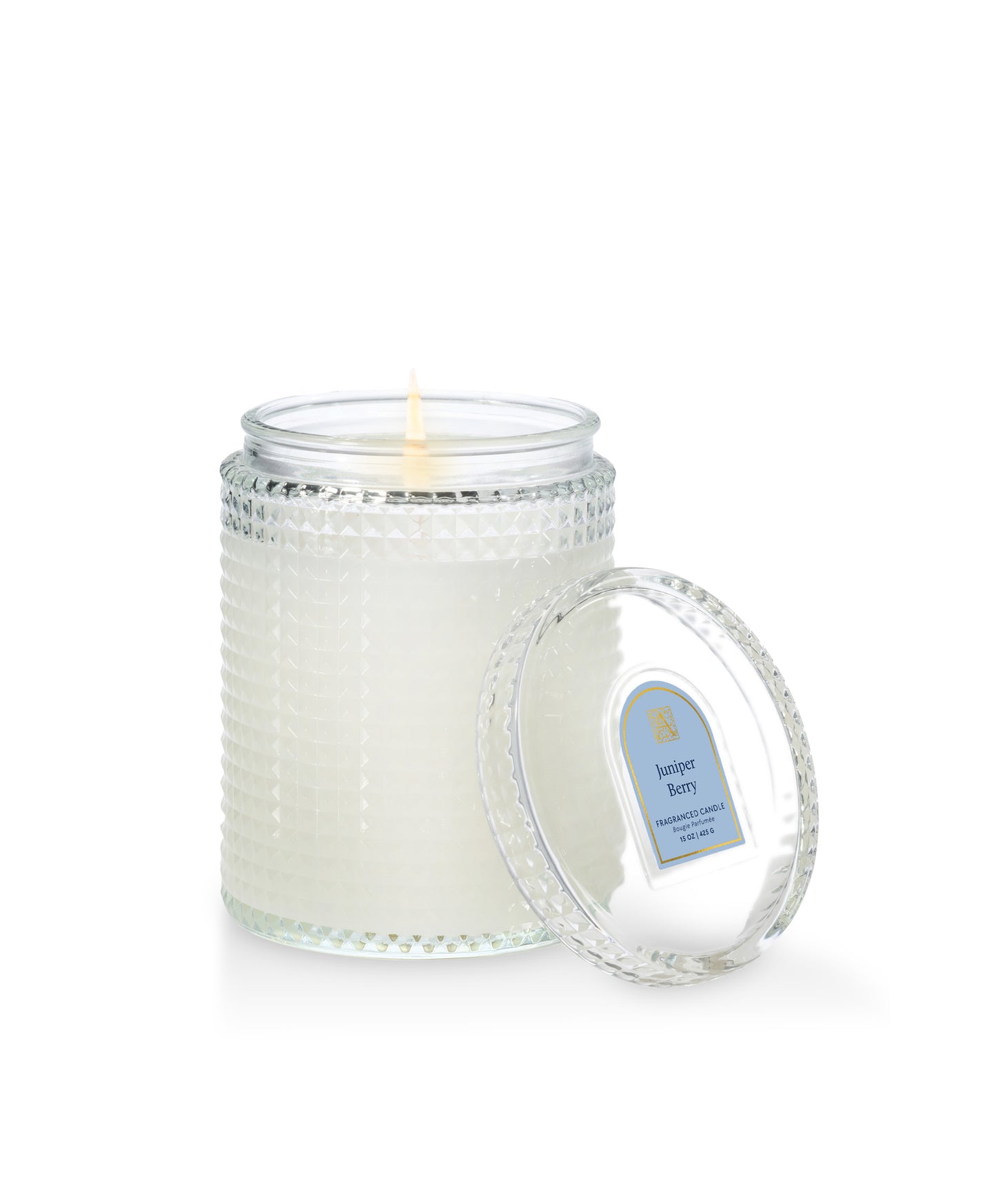 Juniper Berry - Textured Glass Candle with lid