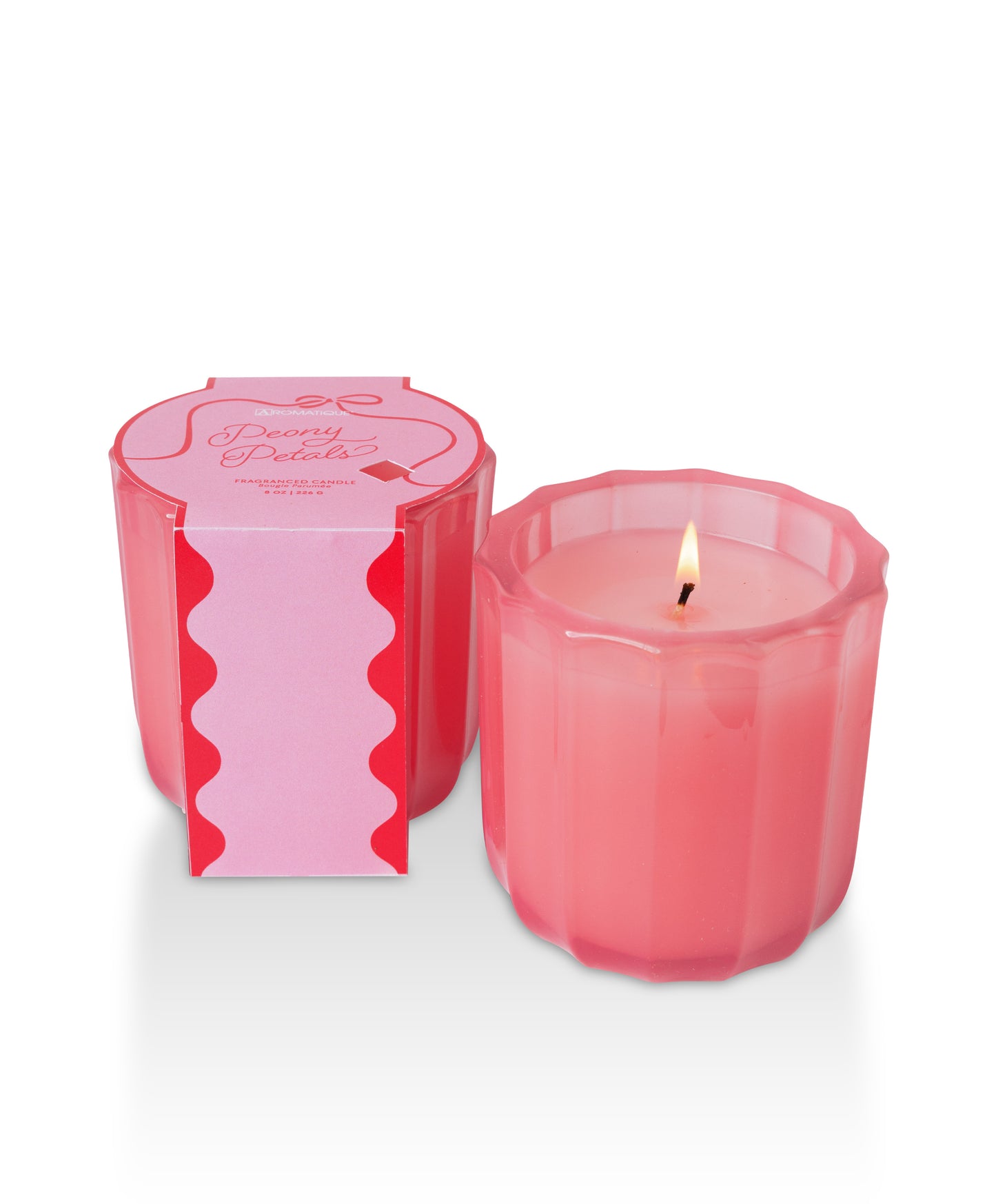 Peony Petals - Ribbed Glass Candle - Valentines Collections
