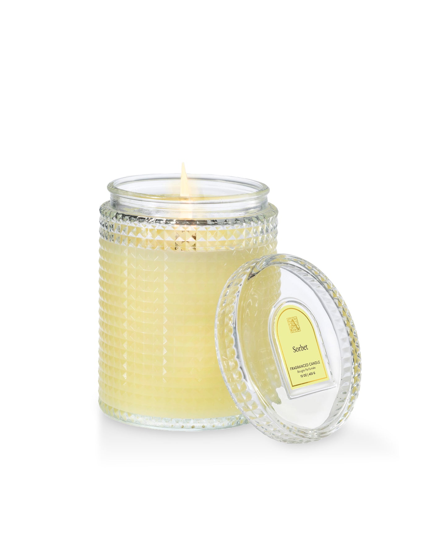 Sorbet - 15oz Textured Glass Candle with Lid
