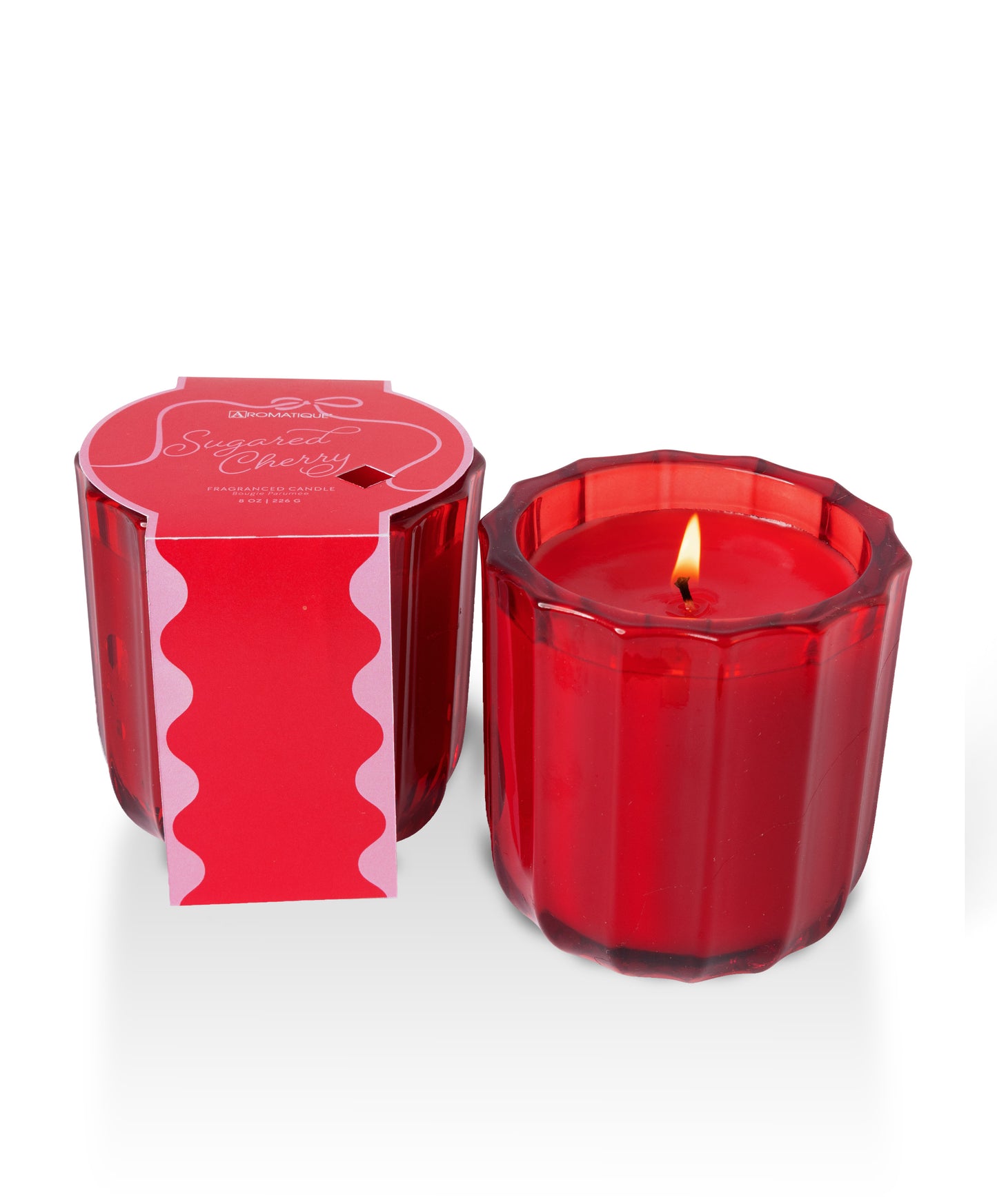Sugared Cherry - Ribbed Glass Candle - Valentines Collection