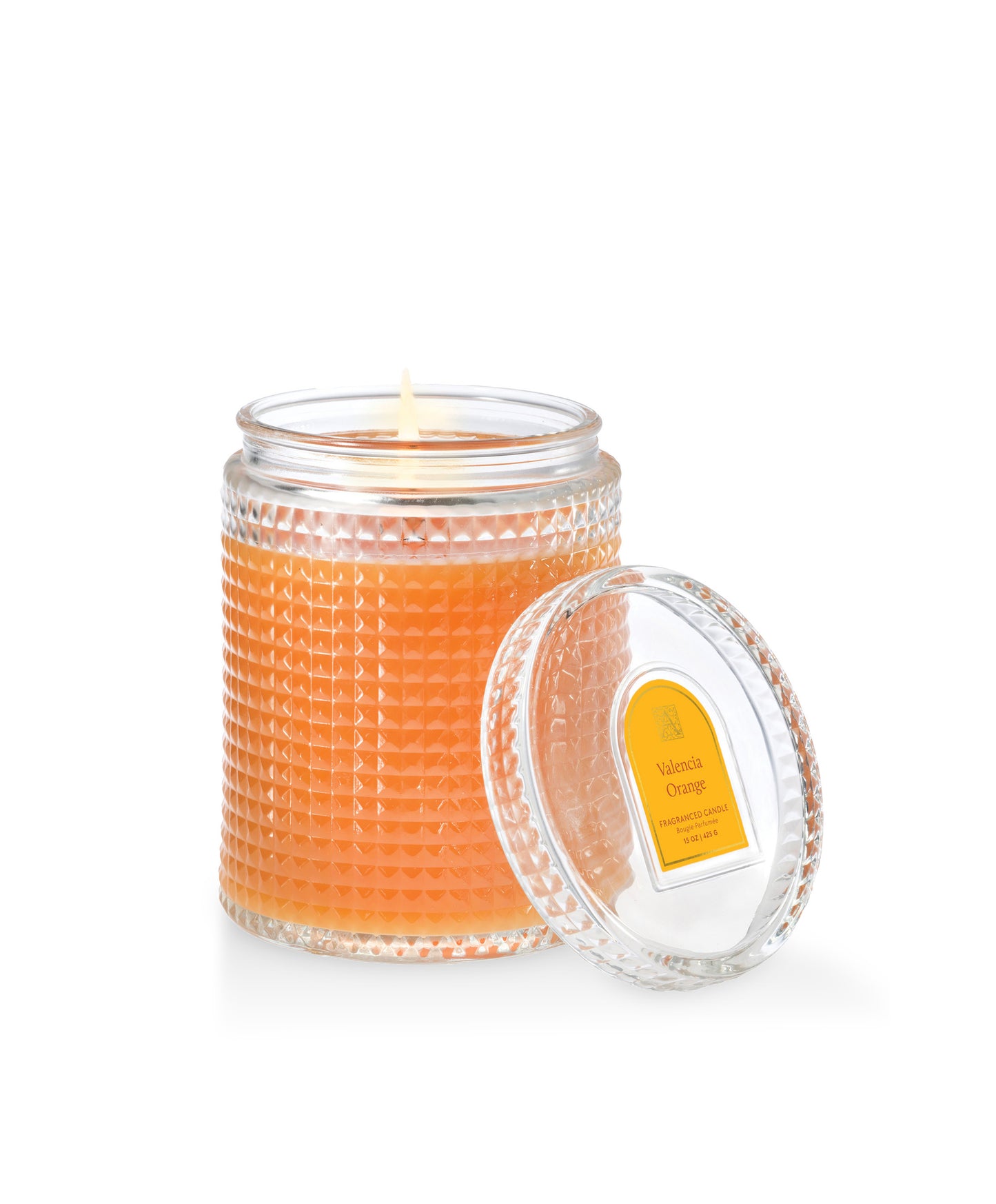 Valencia Orange - Textured Glass Candle with Lid