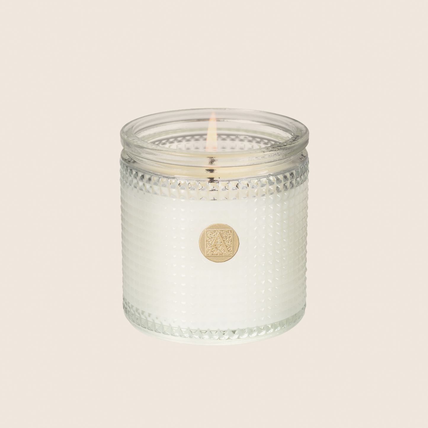 White Amaryllis & Rosemary - Textured Glass Candle