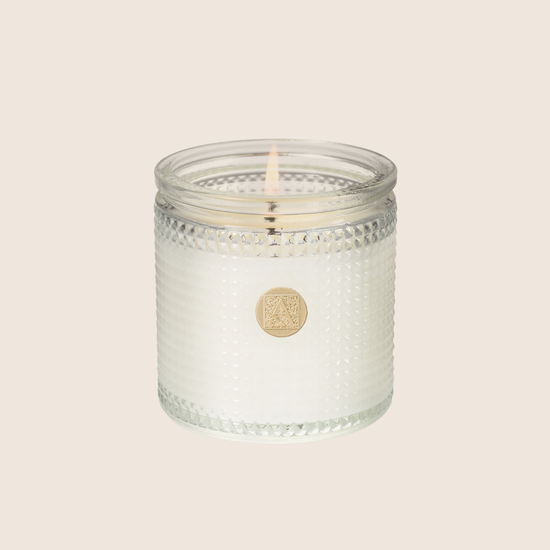 White Amaryllis & Rosemary - Textured Glass Candle