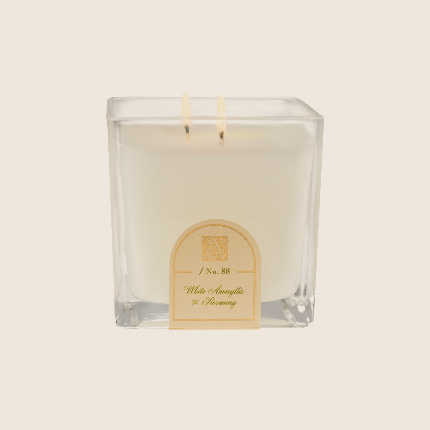 White Amaryllis & Rosemary - Cube Glass Candle