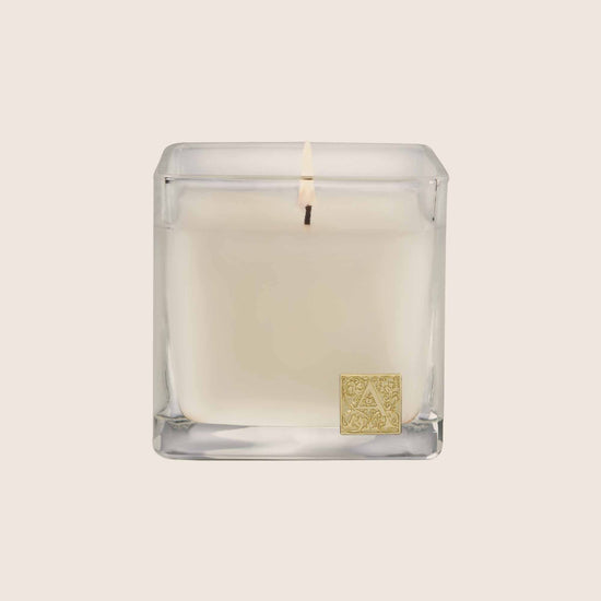 White Teak & Moss  -  Cube Glass Candle