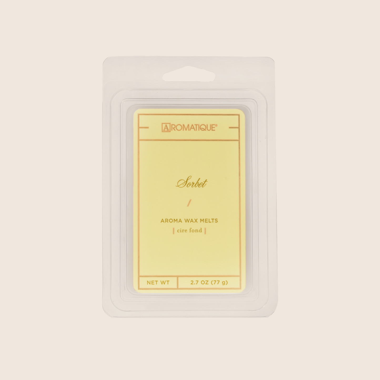 Sorbet Aroma Wax melts are fragranced with elements of lemon and lime entwined with peach, melon, and rose. Aromatique Wax Melts contain a set of 8 cubes made from 100% food-grade paraffin wax and a highly fragrant aroma - no wicks or flames needed.